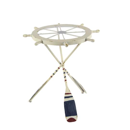2.5ft. White Coastal Metal Accent Table